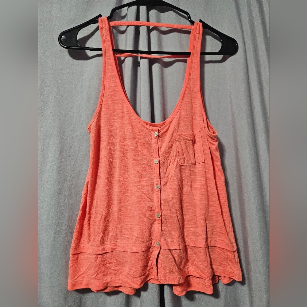 American Eagle Outfitters Coral Tank Top with Buttons, Y2K
